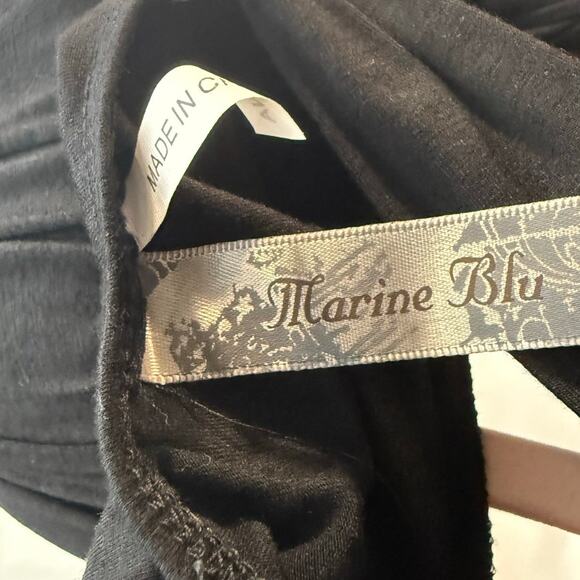 Marine Blu Black Halter Top Dress Knee Length V Neck Skull Size S Small - Picture 7 of 8